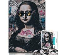 Puzzle da 1000 pezzi La Gioconda con gli occhiali da sole per adulti 1000 pezzi gioco per famiglie antistress sfida difficile ottimi regali e giocattoli (26x38cm)