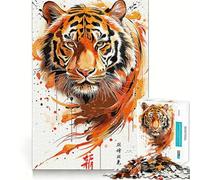 Puzzle da 1000 pezzi "La Maestà della Tigre" per adolescenti, gioco di logica e divertimento rilassante con bordi lisci, regalo creativo 38x52cm
