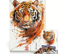 Puzzle da 1000 pezzi "La Maestà della Tigre" per adolescenti, gioco di logica e divertimento rilassante con bordi lisci, regalo creativo 38x52cm