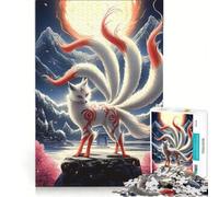 Puzzle da 1000 pezzi "La mistica volpe a nove code" gioco per famiglie assemblaggio di motivi con pezzi di forma casuale completamente ad incastro 38x26cm