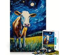 Puzzle da 1000 pezzi "La Mucca nella Notte Stellata" per adolescenti, gioco intelligente per il relax, assemblaggio di modelli, lista dei desideri di Babbo Natale 50x75cm
