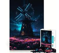 Puzzle da 1000 pezzi "La notte del mulino a vento" per adulti, gioco per esercitare la mente, divertente e rilassante, da assemblare, regalo premuroso (38x52cm)