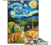 Puzzle da 1000 pezzi "La notte stellata" di Van Gogh, puzzle in legno per adulti, 50x75cm, ideale per la coppia, perfetto come regalo di Natale, Capodanno e San Valentino