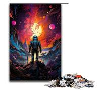 Puzzle da 1000 pezzi La psichedelia colorata degli esploratori spaziali per adulti puzzle in legno ottimo regalo per Natale 75x50 cm