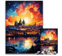 Puzzle da 1000 pezzi La psichedelia colorata del Castello di Praga Puzzle di carta per la decorazione della casa Natale e Capodanno per adolescenti 1000 pezzi (38x26 cm)