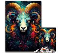 Puzzle da 1000 pezzi La psichedelia colorata del dio capra Puzzle di carta Attività per famiglie Rompicapo Decorazione per la casa Regalo per le feste 1000 pezzi (38x26 cm)
