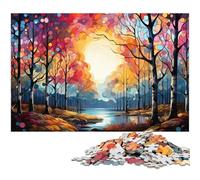 Puzzle da 1000 pezzi La psichedelia colorata della betulla artica Puzzle per adulti Puzzle di carta per gli amanti dell'estate 1000 pezzi (38x26 cm)