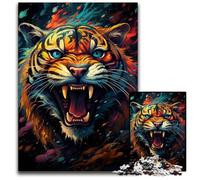 Puzzle da 1000 pezzi La psichedelia colorata delle tigri mutanti Puzzle di carta Gioco interattivo per famiglie Decorazione fai da te per la casa Sfida mentale Regalo 1000 pezzi (38x26 cm)