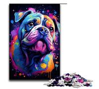 Puzzle da 1000 pezzi La psichedelia colorata di un bulldog gentile per adulti puzzle in legno giochi per famiglie 75x50 cm