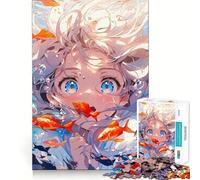 Puzzle da 1000 pezzi "La ragazza e i pesci" per ragazzi, gioco di allenamento mentale, gioco di gruppo, taglio di precisione, regalo per le festività 50x75cm