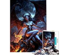 Puzzle da 1000 pezzi - La regina dei demoni Lilith su un trono di teschi Difficile e stimolante ma divertente e umoristico Gioco impossibile per ragazzi dai 14 anni in su (38x52cm)