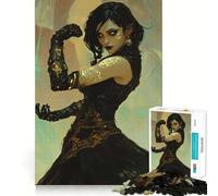 Puzzle da 1000 pezzi "La Sentinella Arcana, Donna in Abito Nero" per adulti, gioco di logica e relax, taglio preciso, regalo prezioso 38x52cm