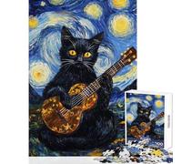 Puzzle da 1000 pezzi La serenata nella notte stellata del gatto - Puzzle per adulti - Gioco rompicapo di logica e analisi compleanni e occasioni speciali (Dimensioni 38x26cm)