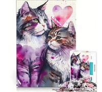 Puzzle da 1000 pezzi La storia d'amore di una coppia di gatti, gioco interattivo, allena la mente e la manualità, compleanno e Natale 38x26cm