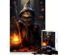 Puzzle da 1000 pezzi "La strega e il gatto" per adulti, ideale per stimolare la memoria e creare momenti di relax, con un disegno da assemblare e la lista dei desideri di Babbo Natale 38x52cm