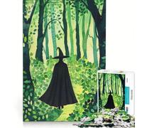 Puzzle da 1000 pezzi "La strega nel bosco" dipinto ad acquerello gioco rilassante divertente antistress regalo per amici e familiari 38x52cm