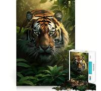 Puzzle da 1000 pezzi "La tigre nella foresta pluviale" per ragazzi, gioco di logica e divertimento rilassante con bordi lisci, idea regalo creativa 38x52cm