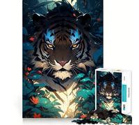 Puzzle da 1000 pezzi "La tigre nella giungla" per adulti e ragazzi, gioco di logica, rilassante, taglio preciso, regalo di Natale 38x52cm