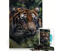 Puzzle da 1000 pezzi "La tigre nella giungla" per adulti, gioco intelligente antistress, assemblaggio con schema, sorpresa di Natale 38x52cm