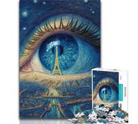 Puzzle da 1000 pezzi "La Torre Eiffel negli occhi" per adolescenti, antistress, per ammazzare il tempo in casa, con poster abbinato e foglio di quiz, 38x26cm