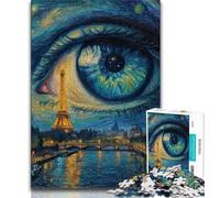 Puzzle da 1000 pezzi La Torre Eiffel negli occhi Puzzle per adulti 1000 pezzi giocattoli giochi educativi antistress migliora l'amore tra coppie (50x75cm)