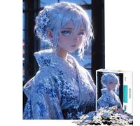Puzzle da 1000 pezzi "L'abbraccio gentile dell'inverno" - Ragazza anime in kimono - Sfida educativa divertente e spiritosa - Decorazione da parete per ragazzi dai 14 anni in su (50x75cm)