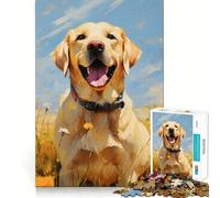 Puzzle da 1000 pezzi "Labrador giallo tra i fiori" per adolescenti,gioco di memoria e concentrazione,taglio di qualità professionale,attività rilassante di gruppo al chiuso (38x26cm)