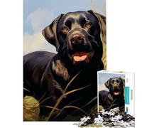 Puzzle da 1000 pezzi - Labrador Retriever nero nell'erba alta - Giocattolo educativo per l'apprendimento gioco impossibile ideale per le vacanze a casa o come regalo di compleanno (Dimensioni 38x52cm)