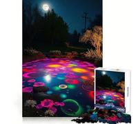 Puzzle da 1000 pezzi "Laghetto notturno con luci colorate" per adolescenti, ideale per rafforzare la memoria, alleviare la tensione e migliorare la qualità, regalo di Natale (50x75cm)