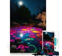 Puzzle da 1000 pezzi "Laghetto notturno con luci colorate" per adolescenti, ideale per rafforzare la memoria, alleviare la tensione e migliorare la qualità, regalo di Natale (50x75cm)