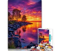 Puzzle da 1000 pezzi "Lago al tramonto" per adolescenti e adulti, sfida difficile antistress, migliora l'amore tra coppie, 50x75cm
