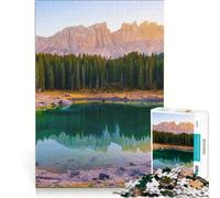 Puzzle da 1000 pezzi, Lago di Carezza, Italia, Lateramar, gioco rompicapo, sfida impegnativa, regalo per amici e familiari 38x26cm