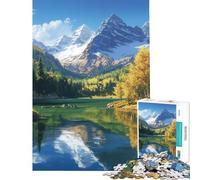 Puzzle da 1000 pezzi Lago riflesso tra le montagne Puzzle antistress da 1000 pezzi decorazione per la casa regalo per amici e familiari (38x26cm)