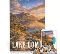 Puzzle da 1000 pezzi Lake Como Italy | 38x52cm Sfida didattica di taglio di precisione Adatta per la decorazione della scrivania.