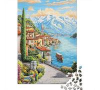 Puzzle Da 1000 Pezzi - Lake Como Italy Painting Puzzle Gioco Rompicapo Decorazione Da Parete Offerta Come Regalo Per Tutta La Famiglia 38x26cm/1000pcs
