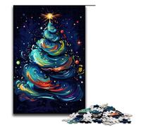 Puzzle da 1000 pezzi L'albero di Natale è circondato da schizzi nel cielo Puzzle in legno per adulti Ottimi regali per Natale 75x50cm