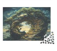 Puzzle da 1000 pezzi "L'Albero Magico della Biblioteca", Sentiero di Montagna Nebbioso, per adulti, gioco educativo, bellissima decorazione,difficoltà, di compleanno, 70x50cm/1000pcs