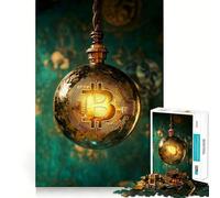 Puzzle da 1000 pezzi Lampadina Bitcoin Crypto con bordo pulito,giocattolo per allenare la mente,divertente e facile da usare,regalo di compleanno (50x75cm)