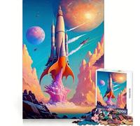 Puzzle da 1000 pezzi "Lancio del razzo" per ragazzi, gioco di logica, divertimento in famiglia, bordi trasparenti, una piacevole sorpresa (38x52cm)