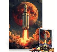 Puzzle da 1000 pezzi "Lancio del razzo su Marte" per adolescenti, gioco di logica stimolante, rilassante, con bordi trasparenti, regalo elegante (50x75cm)