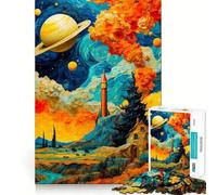 Puzzle da 1000 pezzi "Lancio di un razzo nella notte stellata" per adolescenti, gioco di puzzle stimolante per il relax, ritagli precisi, regalo per le feste (38x52cm)
