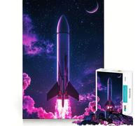 Puzzle da 1000 pezzi "Lancio di un razzo nello spazio con nebulosa" per adolescenti, gioco di puzzle stimolante per il relax, ritaglio chiaro, regalo per le festività (38x26cm)
