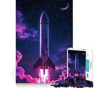 Puzzle da 1000 pezzi Lancio di un razzo nello spazio con nebulosa per ragazzi, gioco di logica e abilità, divertente e rilassante, con tagli precisi, (50x75cm)