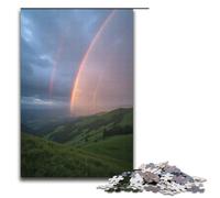 Puzzle da 1000 pezzi L'arcobaleno abbraccia l'intera valle dopo la pioggia Puzzle per adulti Puzzle in legno Giochi per famiglie 1000 pezzi (38x26 cm)