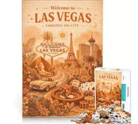 Puzzle da 1000 pezzi Las Vegas, giocattolo fai da te, sfida impegnativa, con pezzi di forma casuale completamente ad incastro 50x75cm