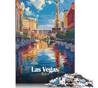 Puzzle da 1000 pezzi Las Vegas USA Travel Poster Puzzle per adulti Puzzle in legno Gioco impegnativo 1000 pezzi (75x50 cm)