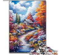 Puzzle da 1000 pezzi L'autunno arriva a casa, puzzle per adulti, 50x75cm, adolescenti, coppie e amici, per compleanni e Natale