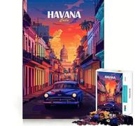 Puzzle da 1000 pezzi L'Avana,Cuba,poster di viaggio vintage,pezzi ben definiti,sfida mentale,giocattolo per momenti di relax,divertimento,opera d'arte natalizia (38x52cm)