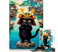 Puzzle da 1000 pezzi "L'avventura del gatto samurai" per adulti, migliora la memoria, divertimento rilassante, bordi affilati, regalo per le vacanze (38x26cm)