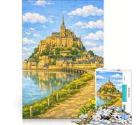 Puzzle da 1000 pezzi Le Mont-Saint-Michel, gioco rilassante, interazione genitore-figlio, regalo per amici e familiari 38x26cm